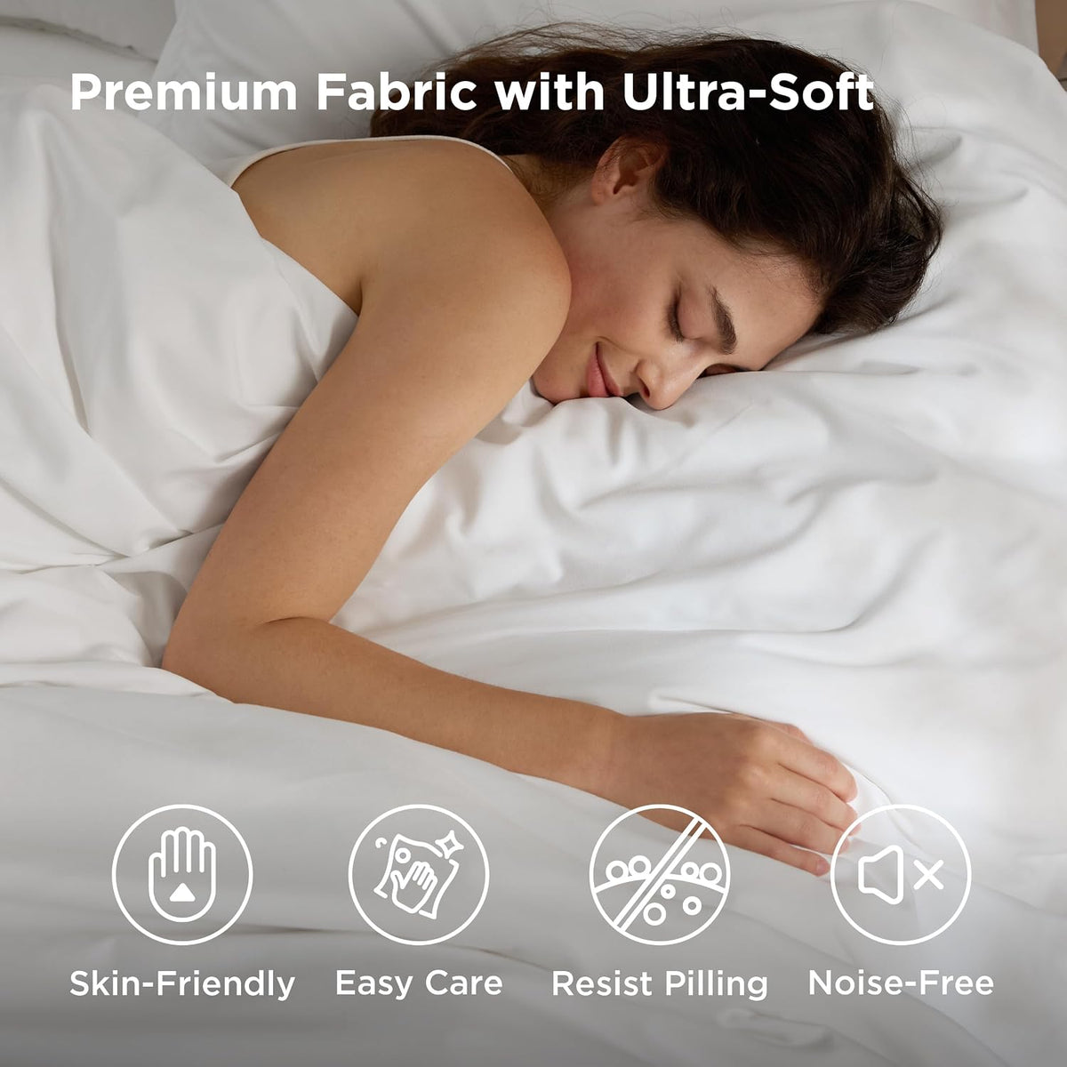 Bedsure Duvet Cover with Fitted Sheet Queen - Deep Pocket, Hotel Luxury Soft Double Brushed Bedding Set with Zipper Closure, 1 Duvet Cover, 1 Fitted Sheet, 2 Pillow Shams, NO Comforter, White