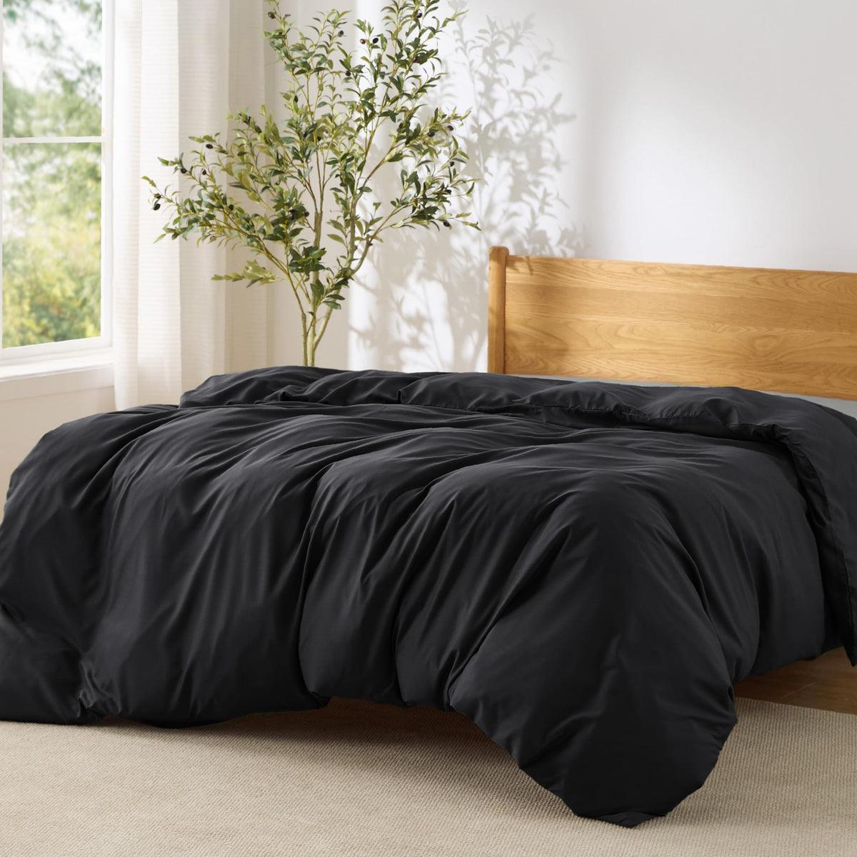 Bedsure Duvet Cover with Fitted Sheet Queen - Deep Pocket, Hotel Luxury Soft Double Brushed Bedding Set with Zipper Closure, 1 Duvet Cover, 1 Fitted Sheet, 2 Pillow Shams, NO Comforter, White