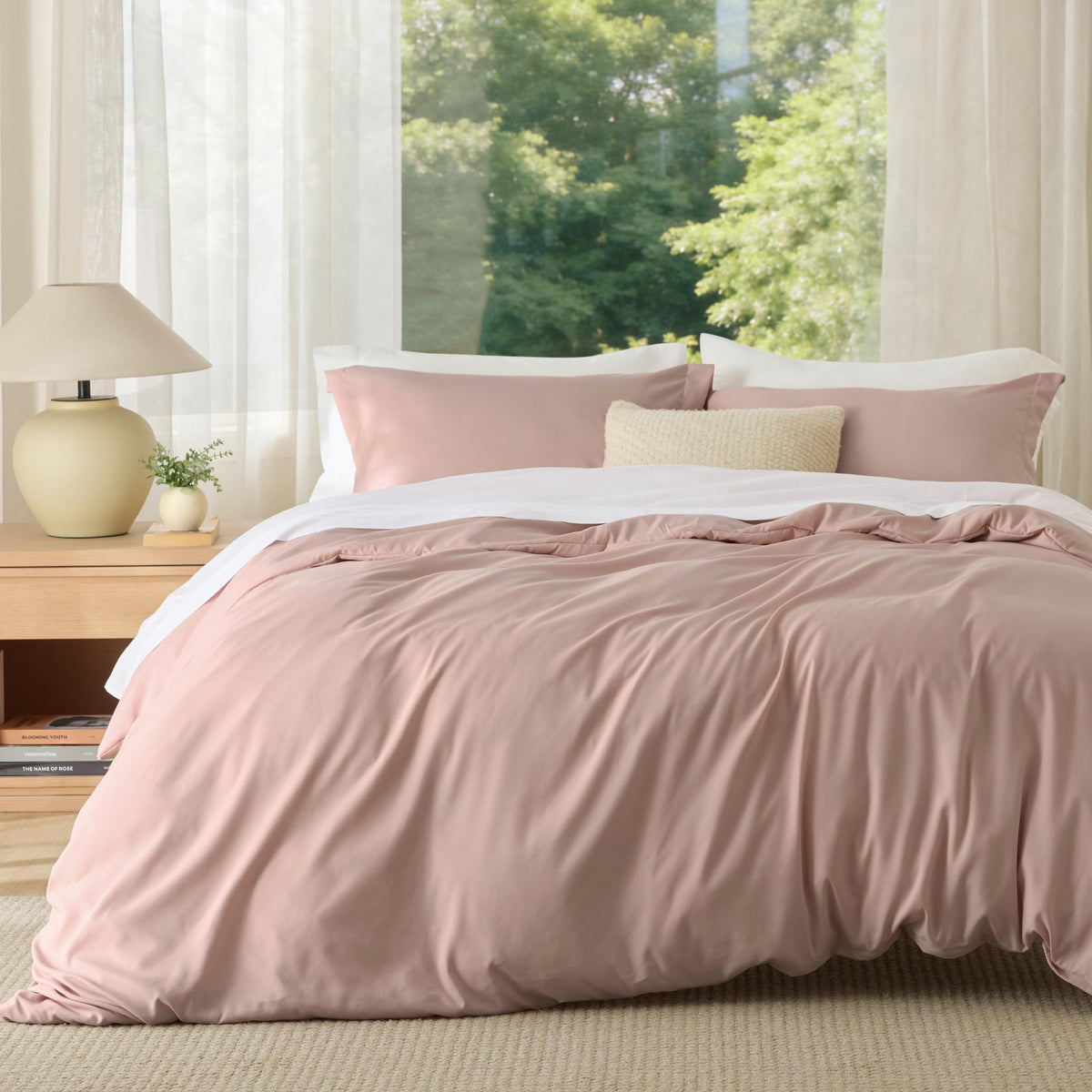 Bedsure Duvet Cover with Fitted Sheet Queen - Deep Pocket, Hotel Luxury Soft Double Brushed Bedding Set with Zipper Closure, 1 Duvet Cover, 1 Fitted Sheet, 2 Pillow Shams, NO Comforter, White