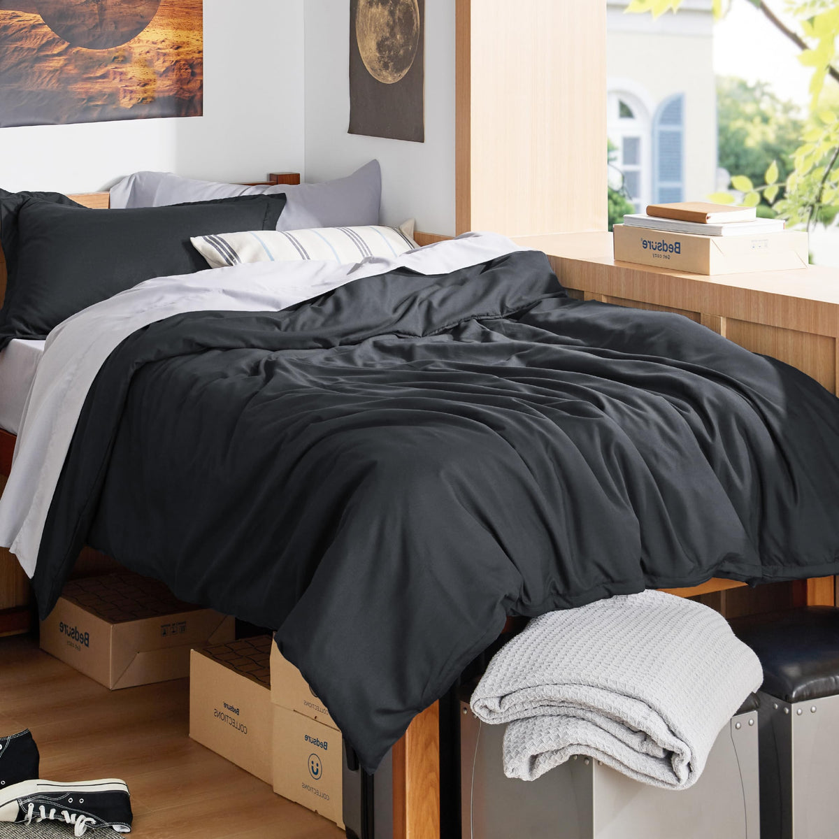 Bedsure Duvet Cover with Fitted Sheet Queen - Deep Pocket, Hotel Luxury Soft Double Brushed Bedding Set with Zipper Closure, 1 Duvet Cover, 1 Fitted Sheet, 2 Pillow Shams, NO Comforter, White