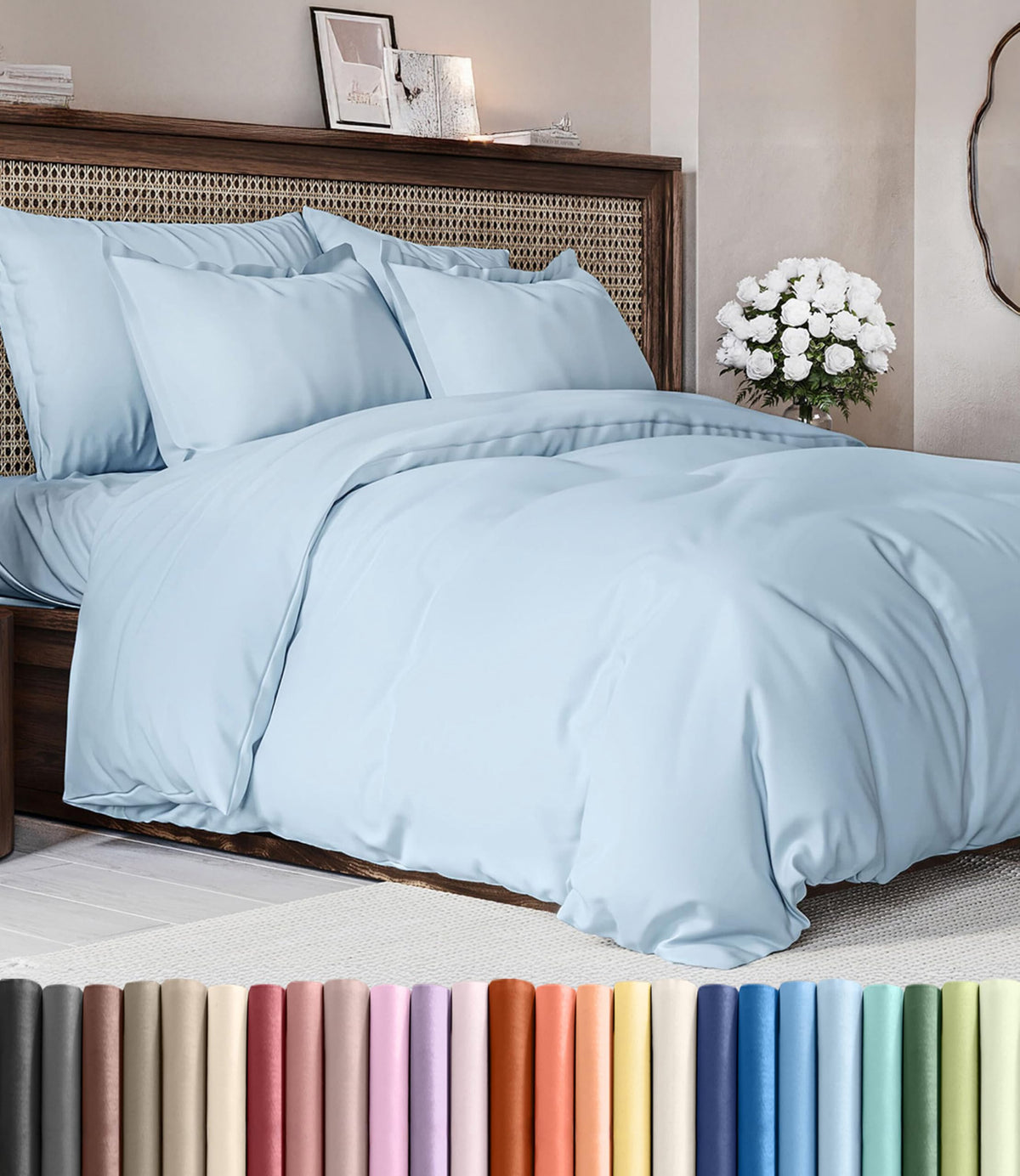 Duvet Cover King Size - Extra Soft 3 Piece with Zipper Closure - White