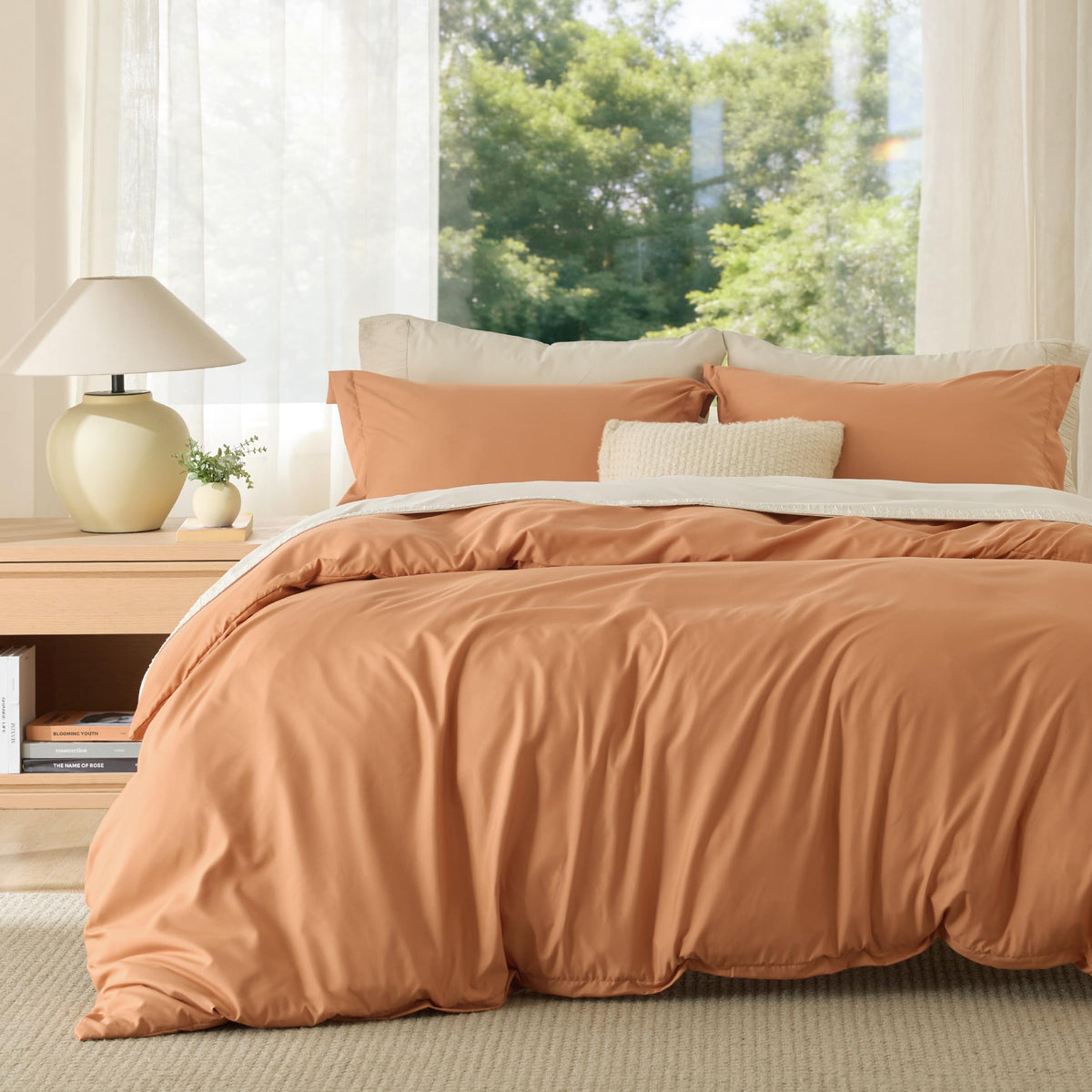 Bedsure Duvet Cover with Fitted Sheet Queen - Deep Pocket, Hotel Luxury Soft Double Brushed Bedding Set with Zipper Closure, 1 Duvet Cover, 1 Fitted Sheet, 2 Pillow Shams, NO Comforter, White
