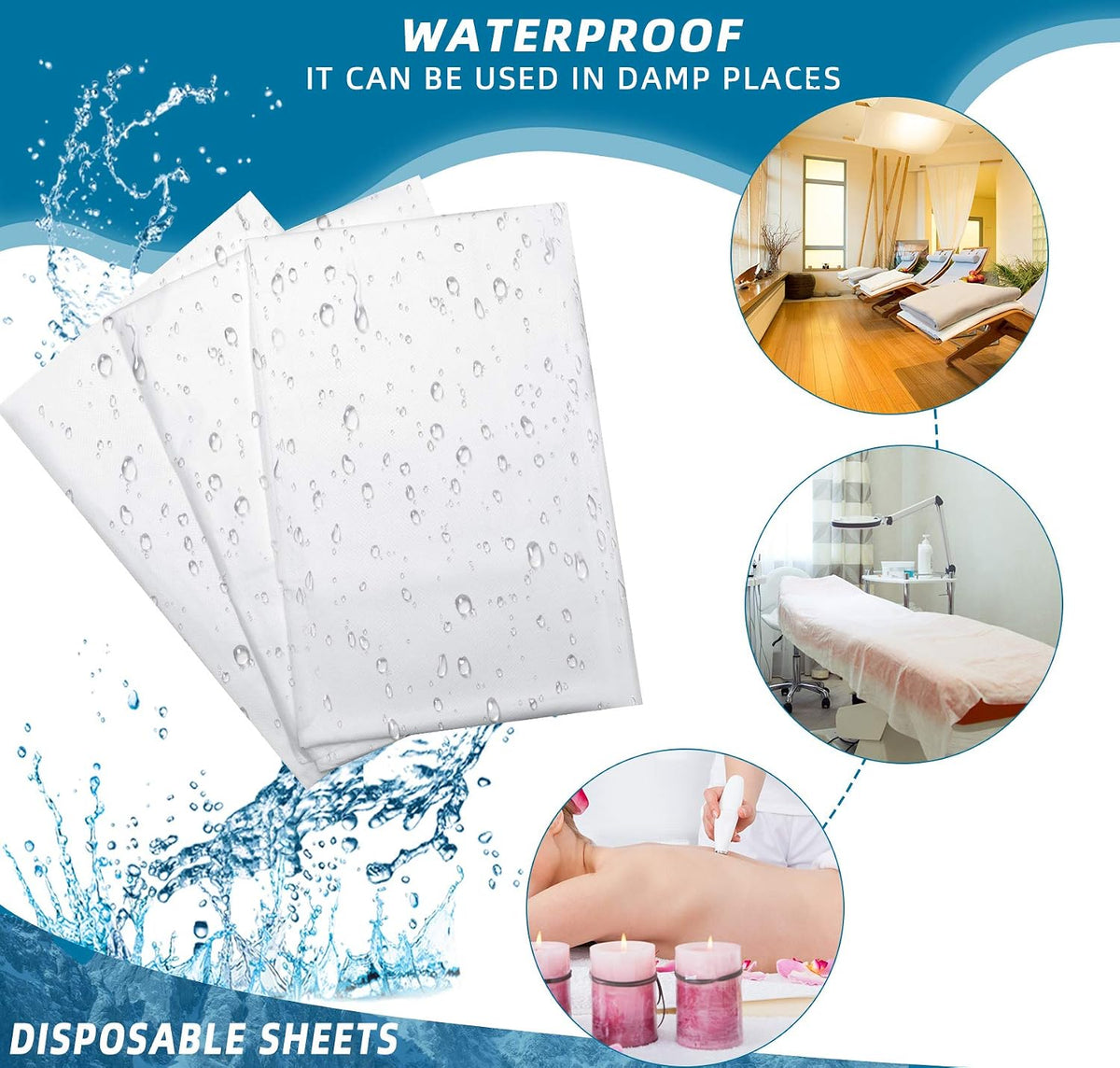 Tatuo 50 Pieces 31 x 70 Inches Disposable Bed Sheets Waterproof,White
