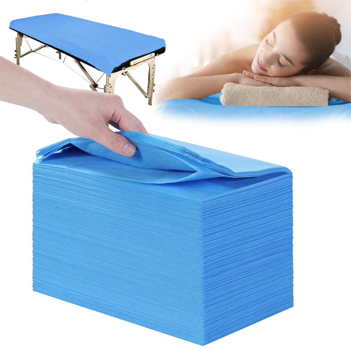 Disposable Bed Sheets 100 Pcs 31" x 71" Massage Table Sheets Non Woven Fabric SPA Bed Cover Breathable for Massage Beauty Tattoos(White)