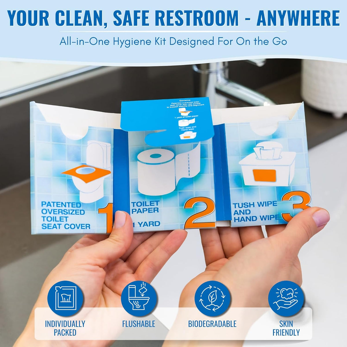 The Restroom Kit, 12 Pack Portable Disposable Toilet Seat Cover for Travel