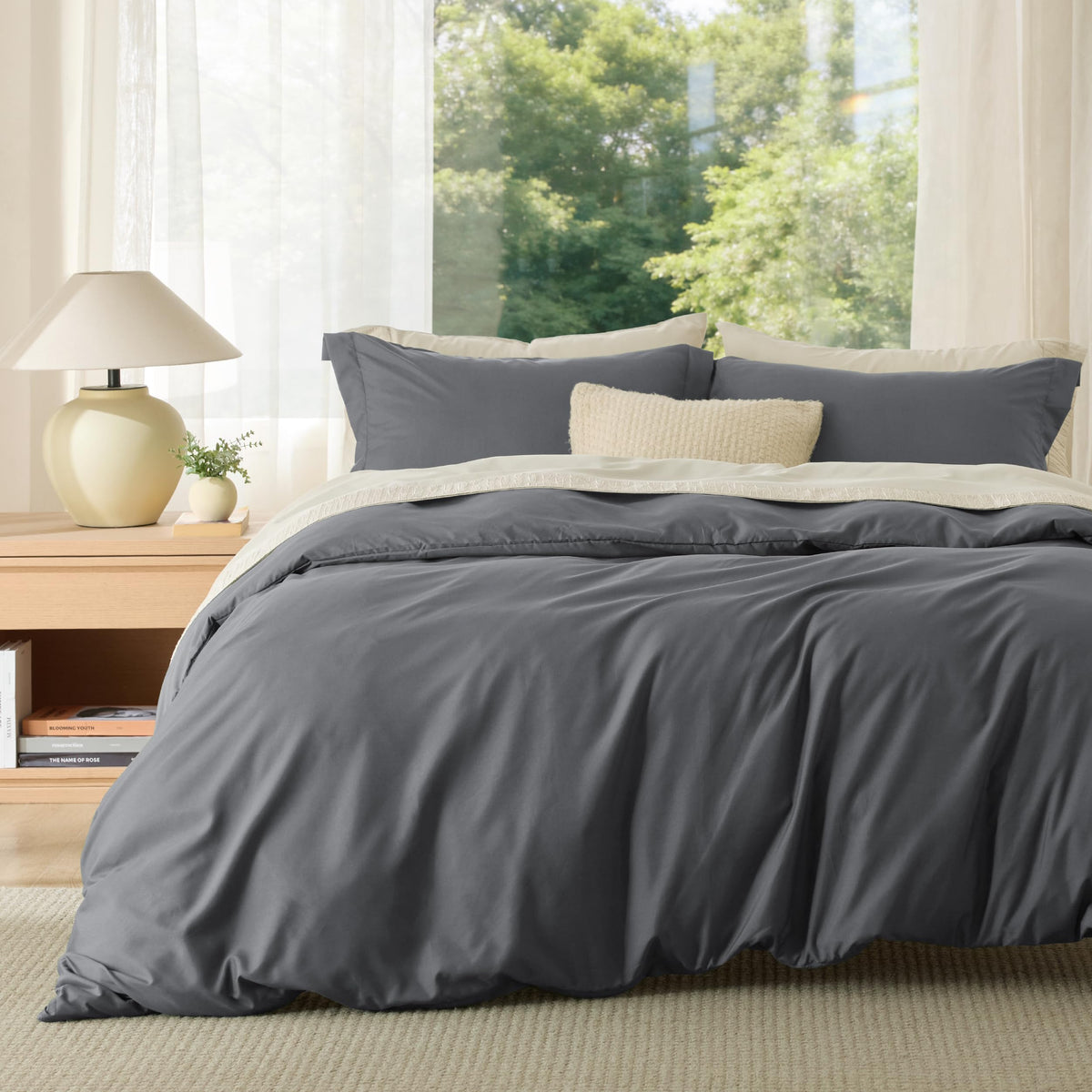 Bedsure Duvet Cover with Fitted Sheet Queen - Deep Pocket, Hotel Luxury Soft Double Brushed Bedding Set with Zipper Closure, 1 Duvet Cover, 1 Fitted Sheet, 2 Pillow Shams, NO Comforter, White