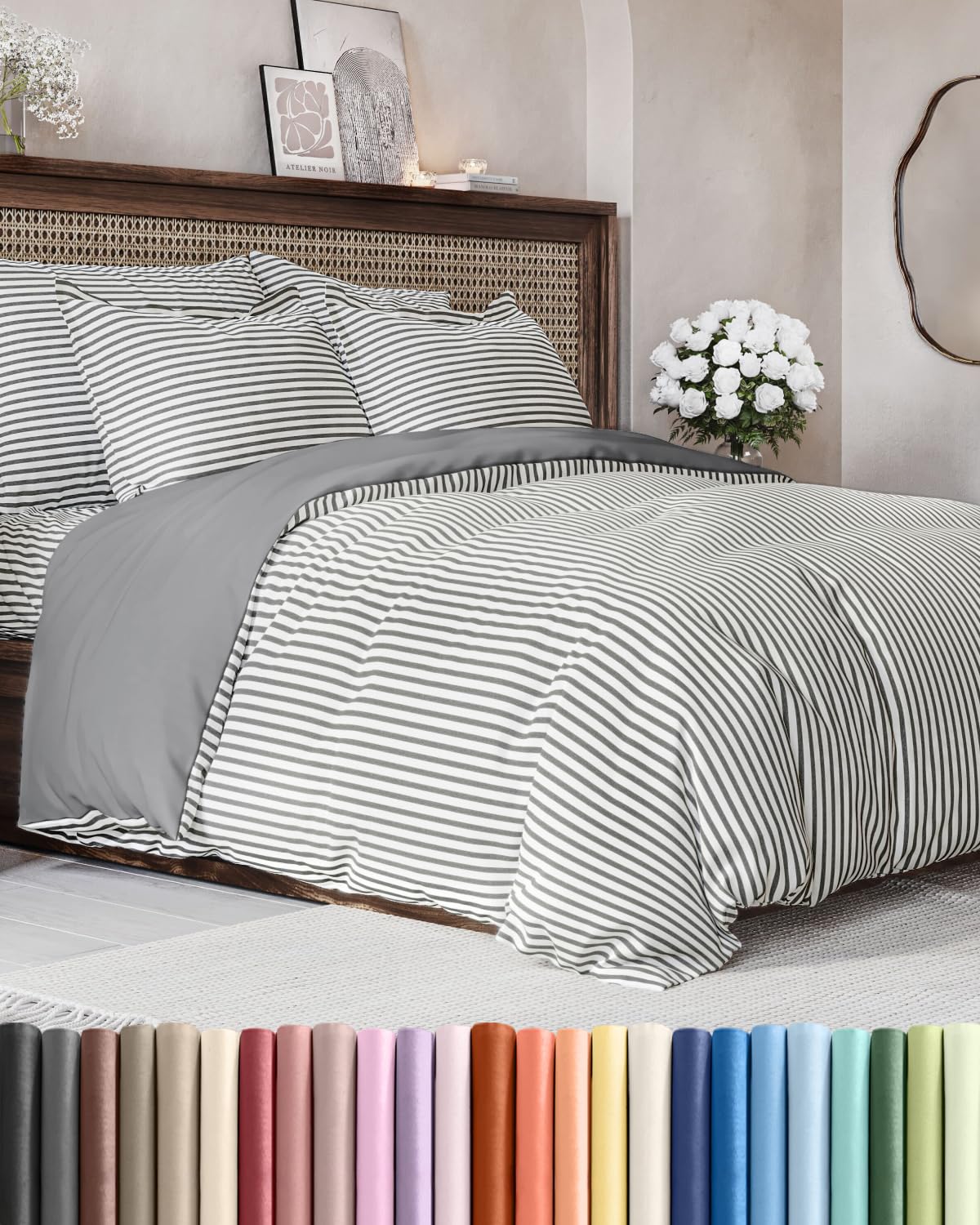 Duvet Cover King Size - Extra Soft 3 Piece with Zipper Closure - White