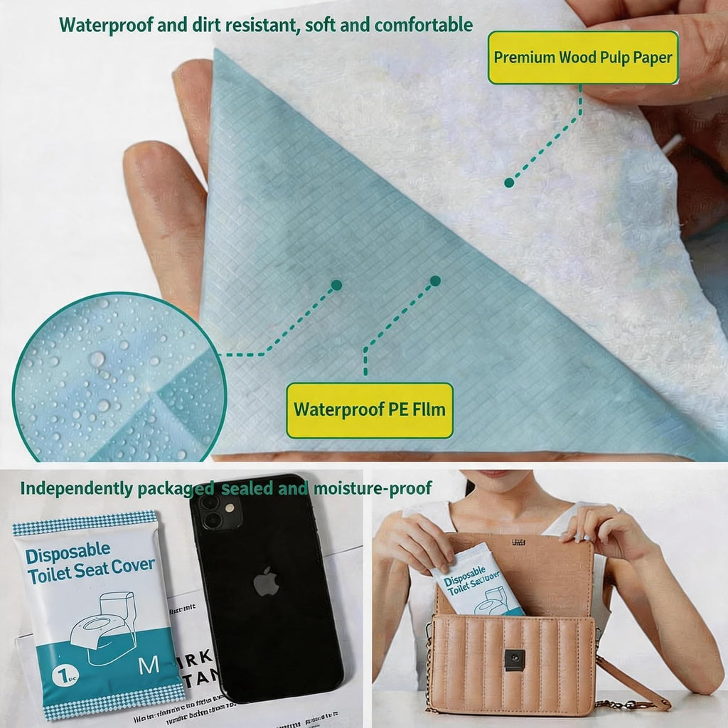 Adhesive Disposable Toilet Seat Covers,XL 50 Pack for Adults Kids