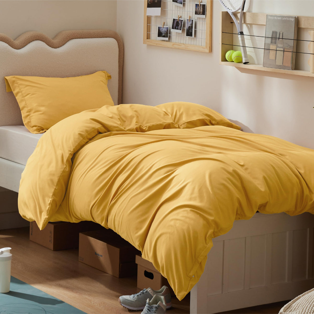 Bedsure Duvet Cover with Fitted Sheet Queen - Deep Pocket, Hotel Luxury Soft Double Brushed Bedding Set with Zipper Closure, 1 Duvet Cover, 1 Fitted Sheet, 2 Pillow Shams, NO Comforter, White