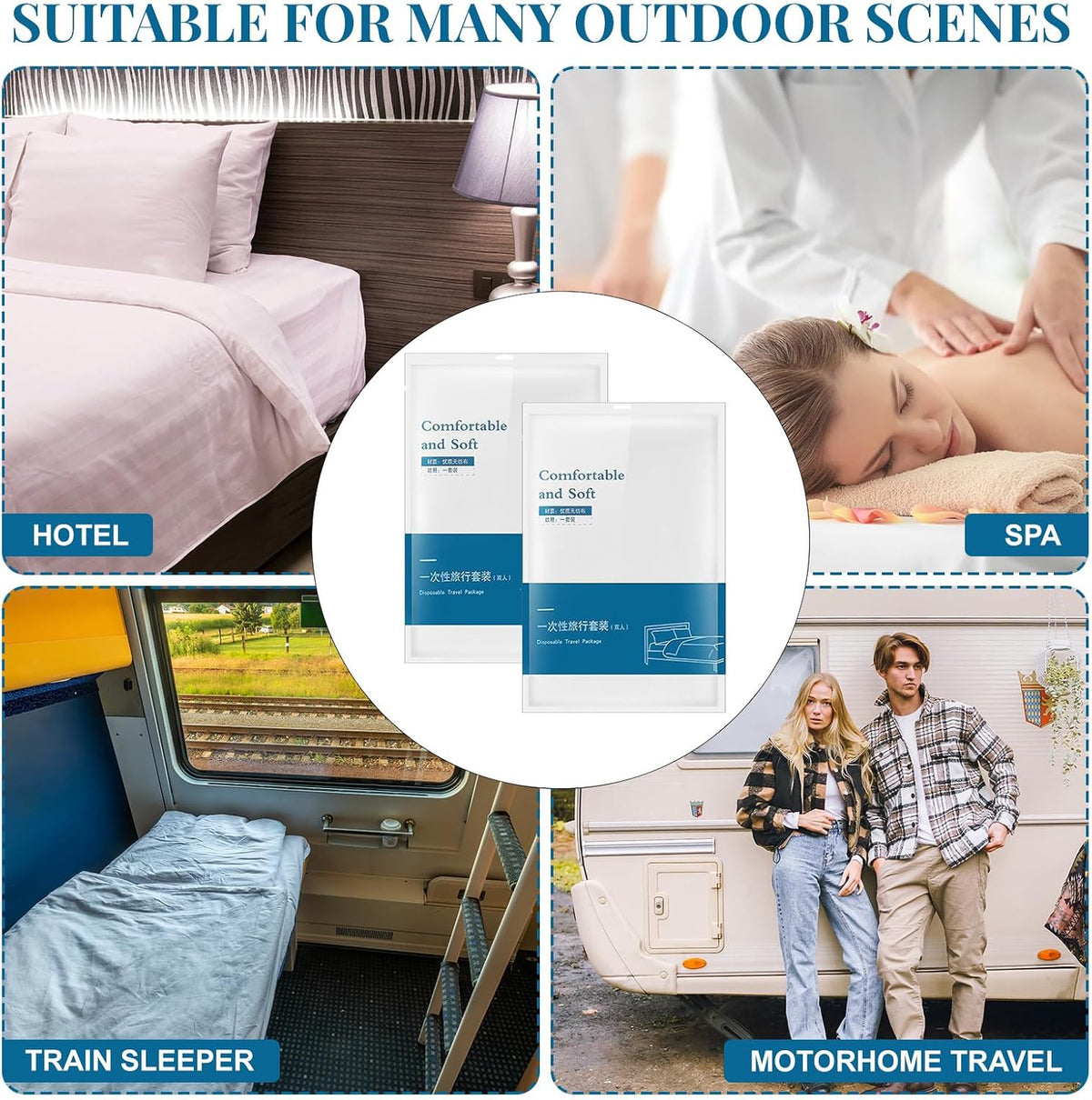 Preboun 10 Sets Disposable Bed Sheets for Travel Queen Size