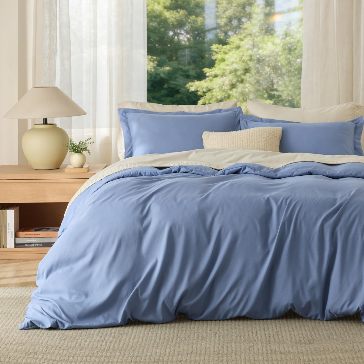 Bedsure Duvet Cover with Fitted Sheet Queen - Deep Pocket, Hotel Luxury Soft Double Brushed Bedding Set with Zipper Closure, 1 Duvet Cover, 1 Fitted Sheet, 2 Pillow Shams, NO Comforter, White