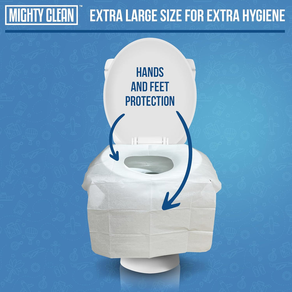 Toilet Seat Covers Flushable - Upgraded XL Size| Biodegradable Paper Covers for Adults, Kids, Toddlers | Travel Essentials for Public Restroom, Airplane, Camping (50 Pack)