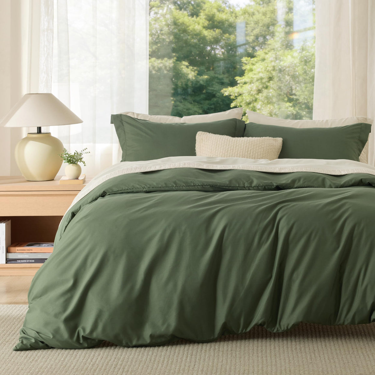 Bedsure Duvet Cover with Fitted Sheet Queen - Deep Pocket, Hotel Luxury Soft Double Brushed Bedding Set with Zipper Closure, 1 Duvet Cover, 1 Fitted Sheet, 2 Pillow Shams, NO Comforter, White