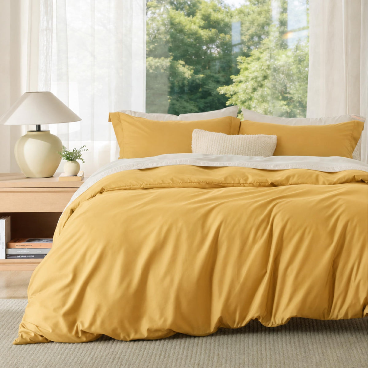 Bedsure Duvet Cover with Fitted Sheet Queen - Deep Pocket, Hotel Luxury Soft Double Brushed Bedding Set with Zipper Closure, 1 Duvet Cover, 1 Fitted Sheet, 2 Pillow Shams, NO Comforter, White