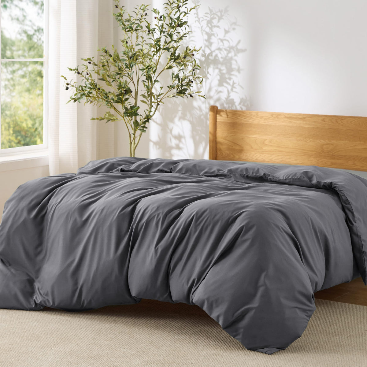 Bedsure Duvet Cover with Fitted Sheet Queen - Deep Pocket, Hotel Luxury Soft Double Brushed Bedding Set with Zipper Closure, 1 Duvet Cover, 1 Fitted Sheet, 2 Pillow Shams, NO Comforter, White