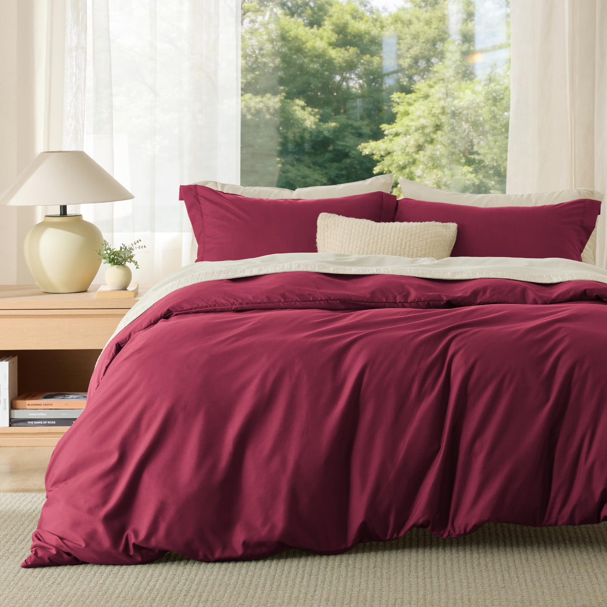 Bedsure Duvet Cover with Fitted Sheet Queen - Deep Pocket, Hotel Luxury Soft Double Brushed Bedding Set with Zipper Closure, 1 Duvet Cover, 1 Fitted Sheet, 2 Pillow Shams, NO Comforter, White