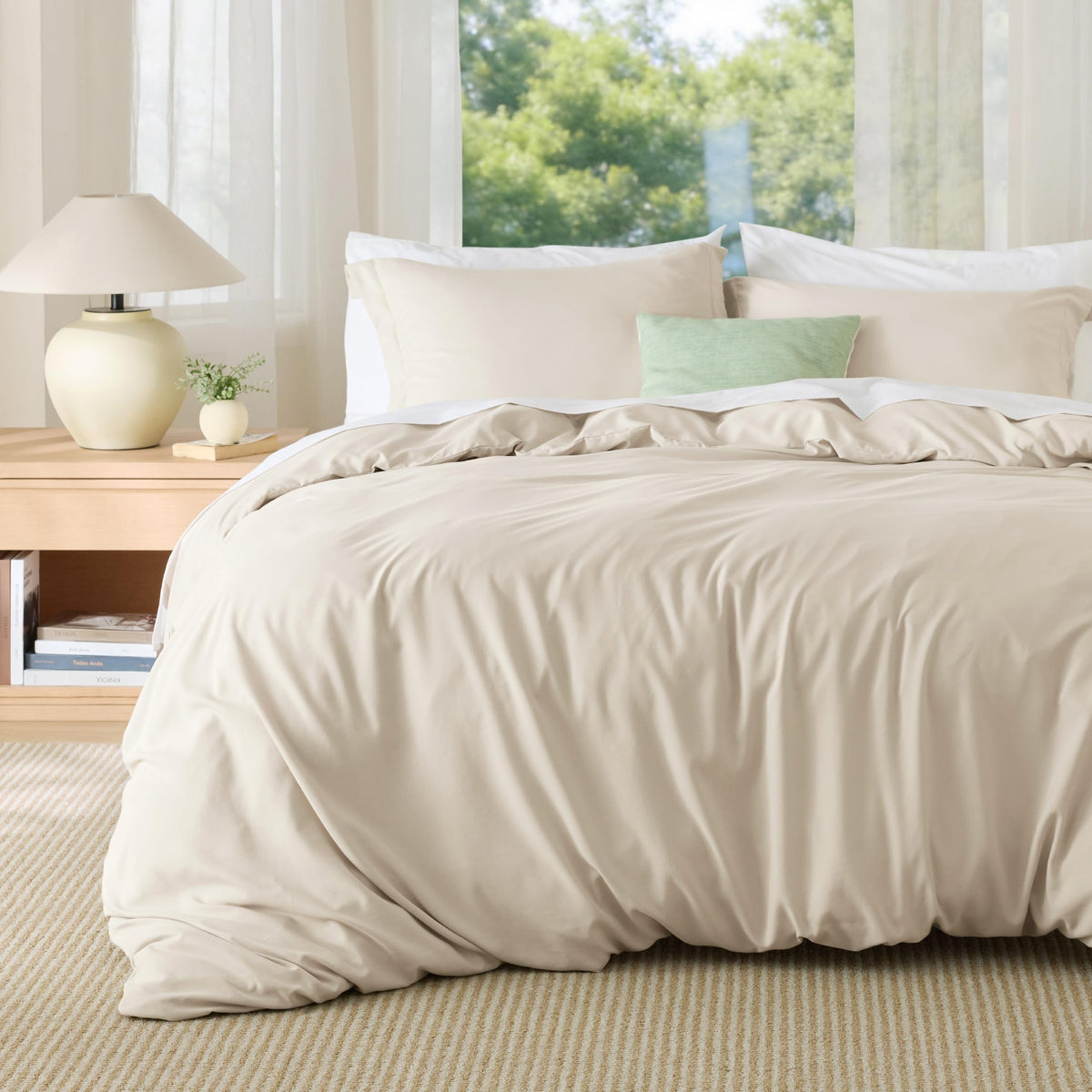 Bedsure Duvet Cover with Fitted Sheet Queen - Deep Pocket, Hotel Luxury Soft Double Brushed Bedding Set with Zipper Closure, 1 Duvet Cover, 1 Fitted Sheet, 2 Pillow Shams, NO Comforter, White