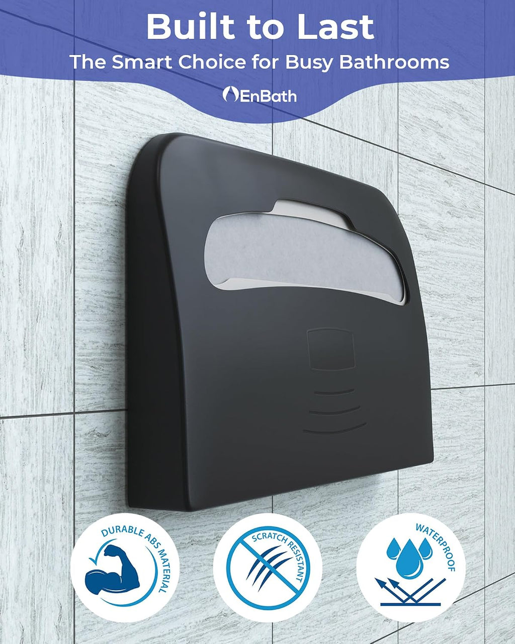 Commercial Toilet Seat Cover Dispenser Wall Mount (2-Pack), Black Half-Fold Toilet Seat Cover Holder for Bathroom/Restroom