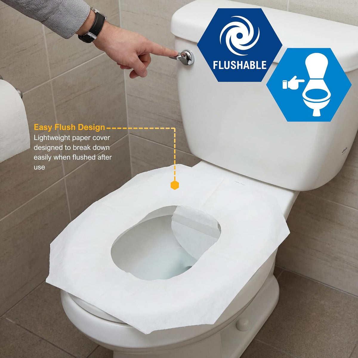 MED PRIDE Disposable Toilet Seat Covers,Flushable,Septic Safe,250 Count