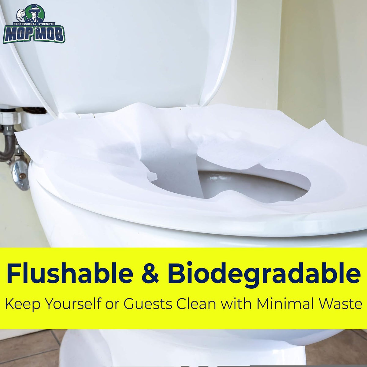 Biodegradable Half-Fold Toilet Seat Covers 500 Pk. Self-Flushing, Disposable Potty Papers Keep Toilets Clean and Family Healthy. Sanitary Paper Safety Covers for Commercial, Home, Travel and Kids Use