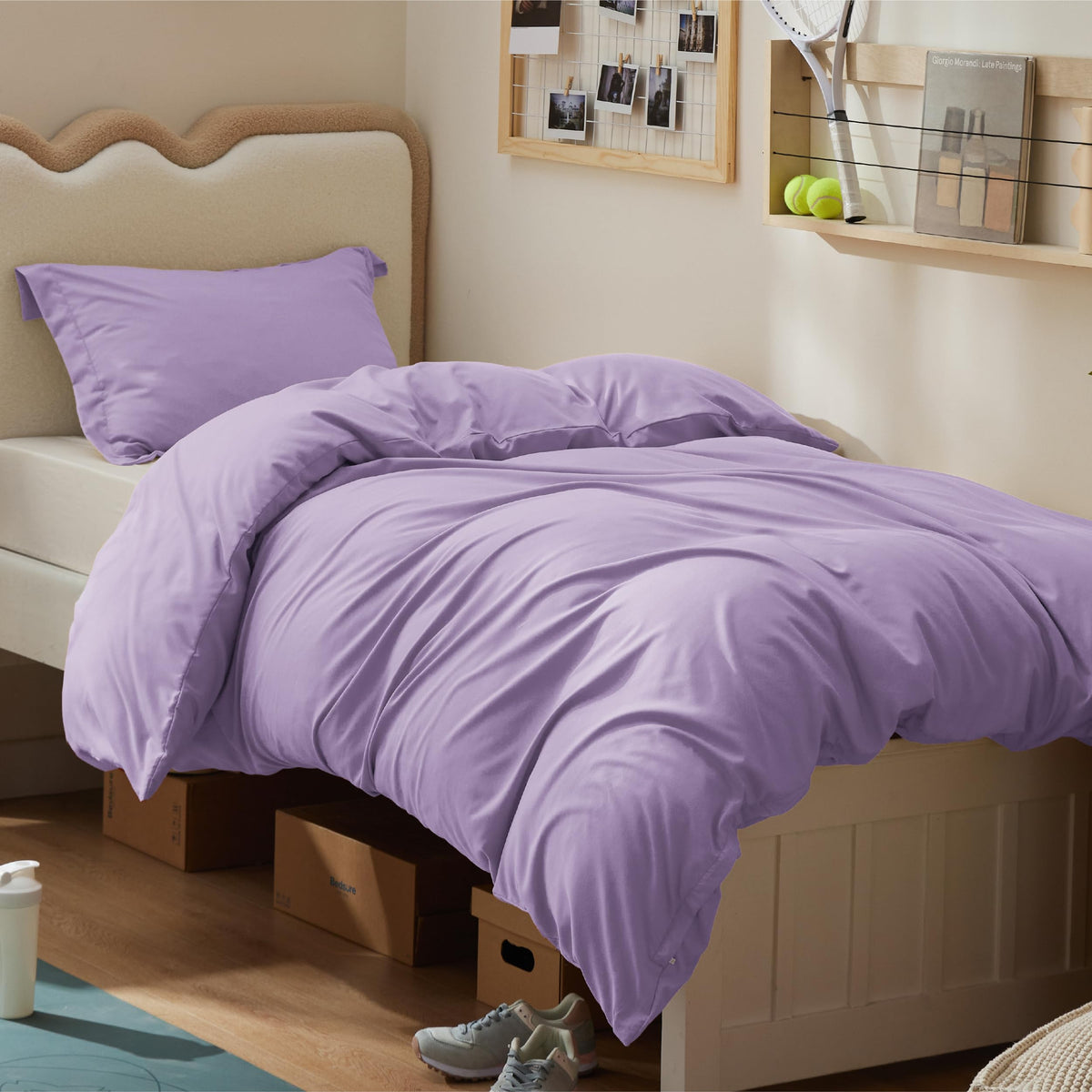 Bedsure Duvet Cover with Fitted Sheet Queen - Deep Pocket, Hotel Luxury Soft Double Brushed Bedding Set with Zipper Closure, 1 Duvet Cover, 1 Fitted Sheet, 2 Pillow Shams, NO Comforter, White