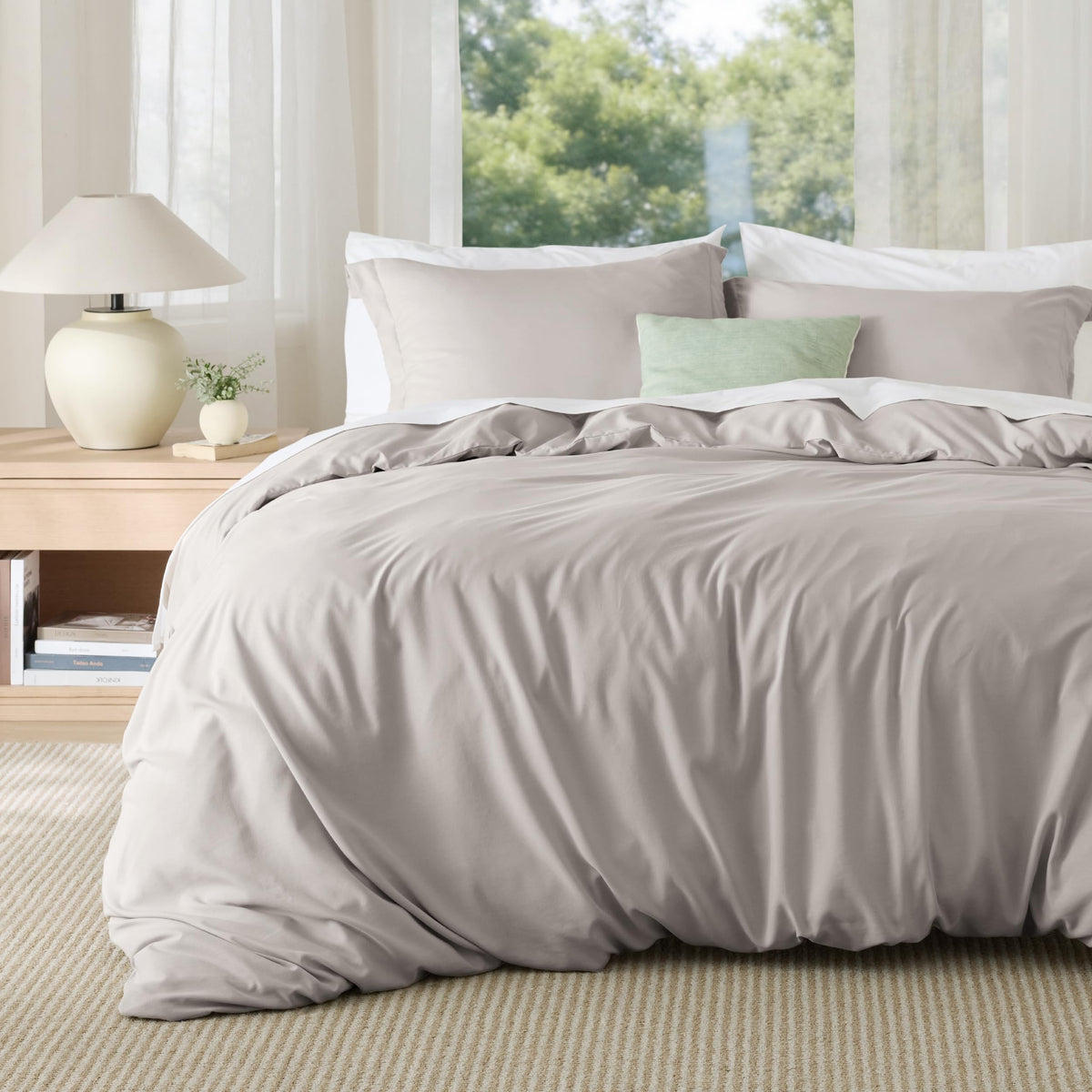Bedsure Duvet Cover with Fitted Sheet Queen - Deep Pocket, Hotel Luxury Soft Double Brushed Bedding Set with Zipper Closure, 1 Duvet Cover, 1 Fitted Sheet, 2 Pillow Shams, NO Comforter, White