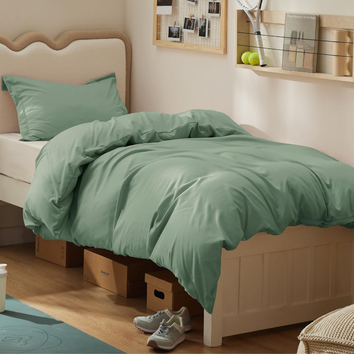 Bedsure Duvet Cover with Fitted Sheet Queen - Deep Pocket, Hotel Luxury Soft Double Brushed Bedding Set with Zipper Closure, 1 Duvet Cover, 1 Fitted Sheet, 2 Pillow Shams, NO Comforter, White