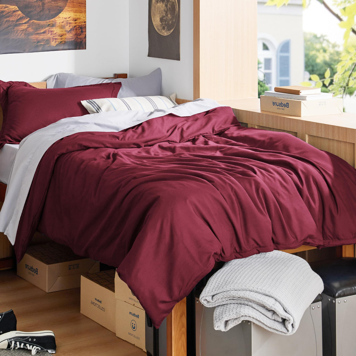 Bedsure Duvet Cover with Fitted Sheet Queen - Deep Pocket, Hotel Luxury Soft Double Brushed Bedding Set with Zipper Closure, 1 Duvet Cover, 1 Fitted Sheet, 2 Pillow Shams, NO Comforter, White