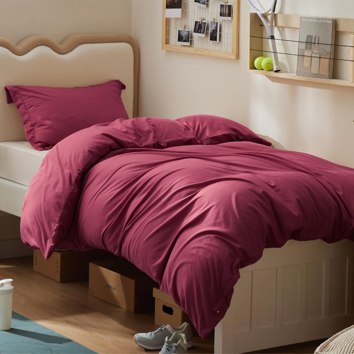 Bedsure Duvet Cover with Fitted Sheet Queen - Deep Pocket, Hotel Luxury Soft Double Brushed Bedding Set with Zipper Closure, 1 Duvet Cover, 1 Fitted Sheet, 2 Pillow Shams, NO Comforter, White