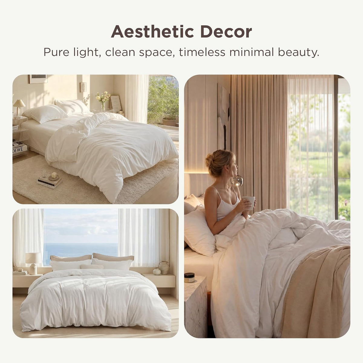 Bedsure Duvet Cover with Fitted Sheet Queen - Deep Pocket, Hotel Luxury Soft Double Brushed Bedding Set with Zipper Closure, 1 Duvet Cover, 1 Fitted Sheet, 2 Pillow Shams, NO Comforter, White