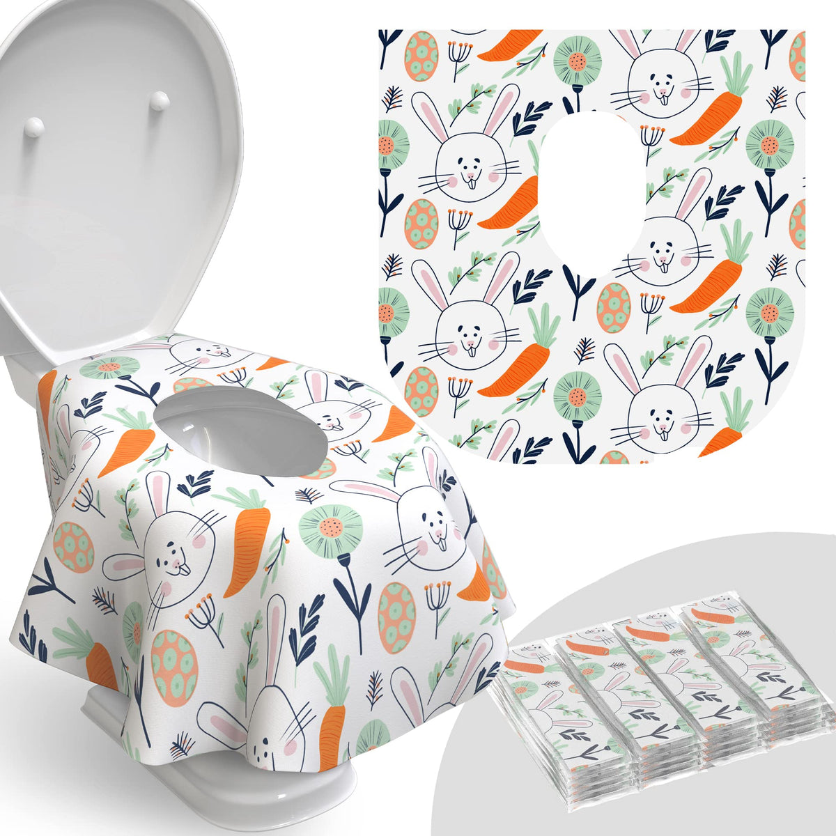 Relyo Disposable Toilet Seat Cover for Travel – 20 Pack with Covers Wrapped in Sets of 2, Non-Flushable Liners, Fits Most Seats – Kids, Toddlers, Adults (Dinosaurs, 20)