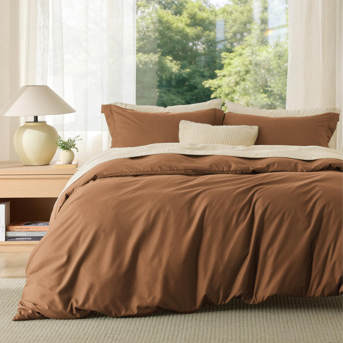 Bedsure Duvet Cover with Fitted Sheet Queen - Deep Pocket, Hotel Luxury Soft Double Brushed Bedding Set with Zipper Closure, 1 Duvet Cover, 1 Fitted Sheet, 2 Pillow Shams, NO Comforter, White