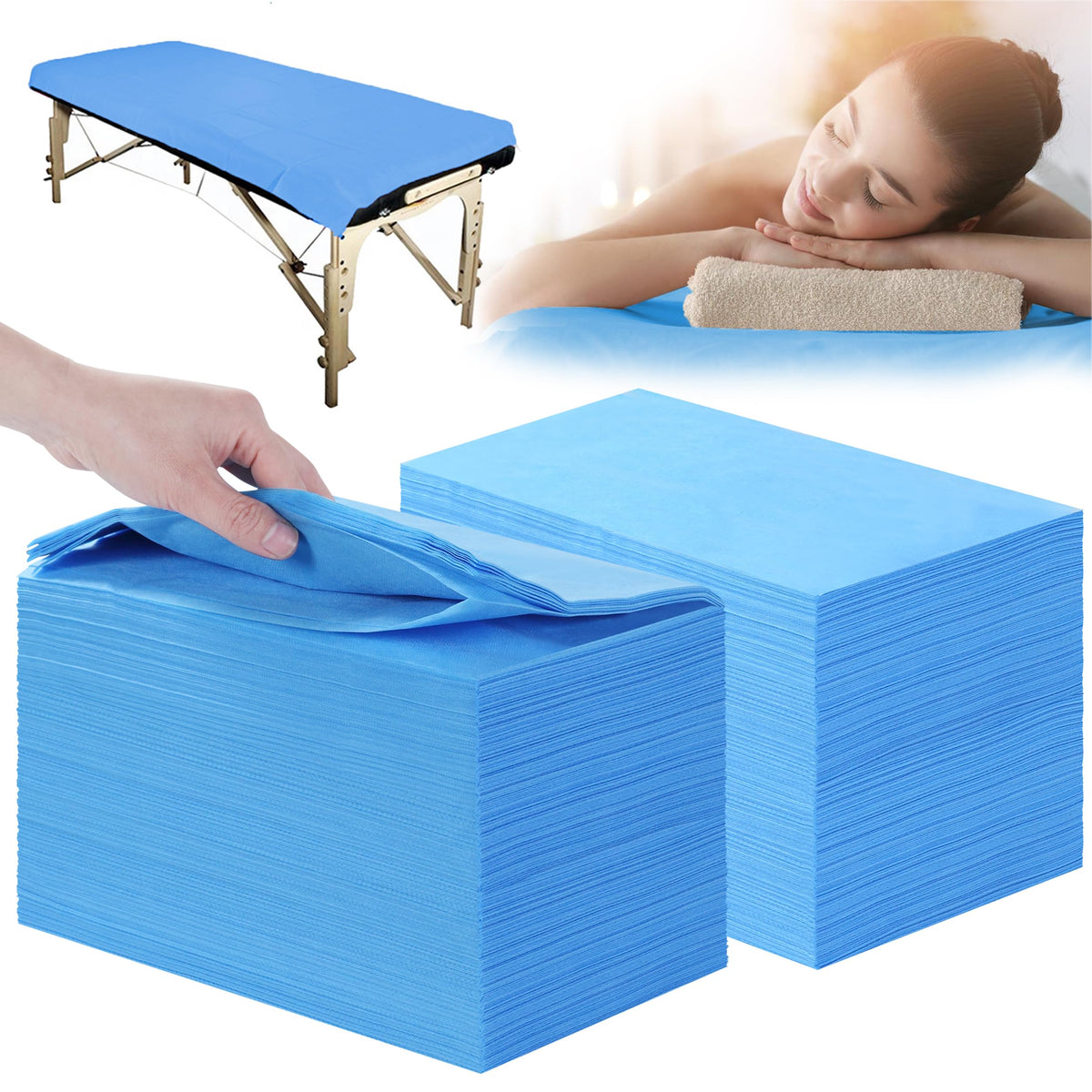 Disposable Bed Sheets 100 Pcs 31" x 71" Massage Table Sheets Non Woven Fabric SPA Bed Cover Breathable for Massage Beauty Tattoos(White)