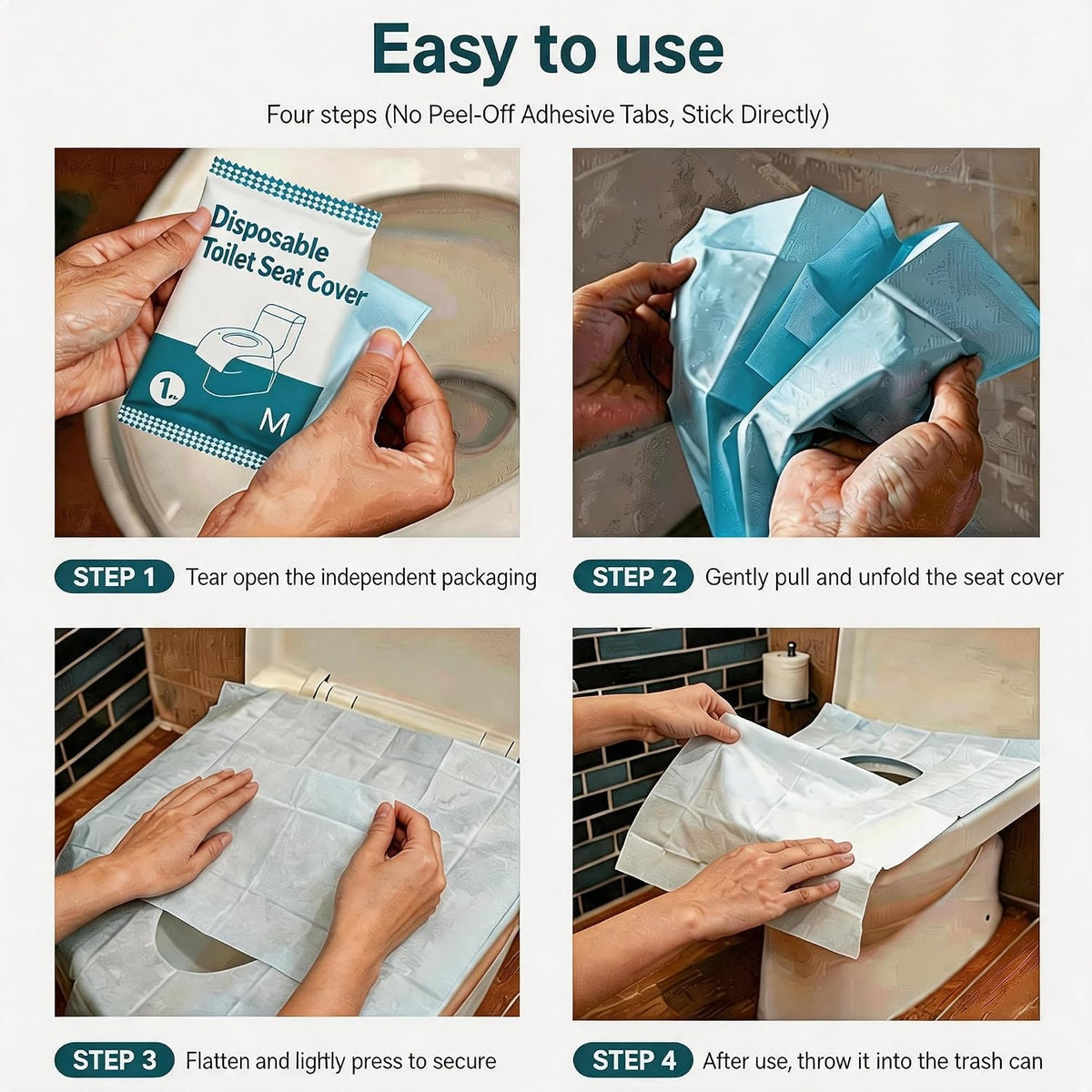 Adhesive Disposable Toilet Seat Covers,XL 50 Pack for Adults Kids