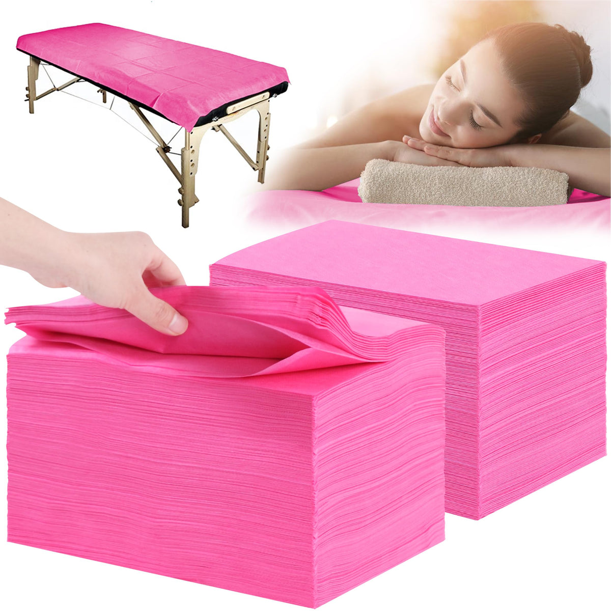 Disposable Bed Sheets 200 Pcs 31" x 71" Massage Table Sheets Non Woven Fabric SPA Bed Cover Breathable for Massage Beauty Tattoos(White)