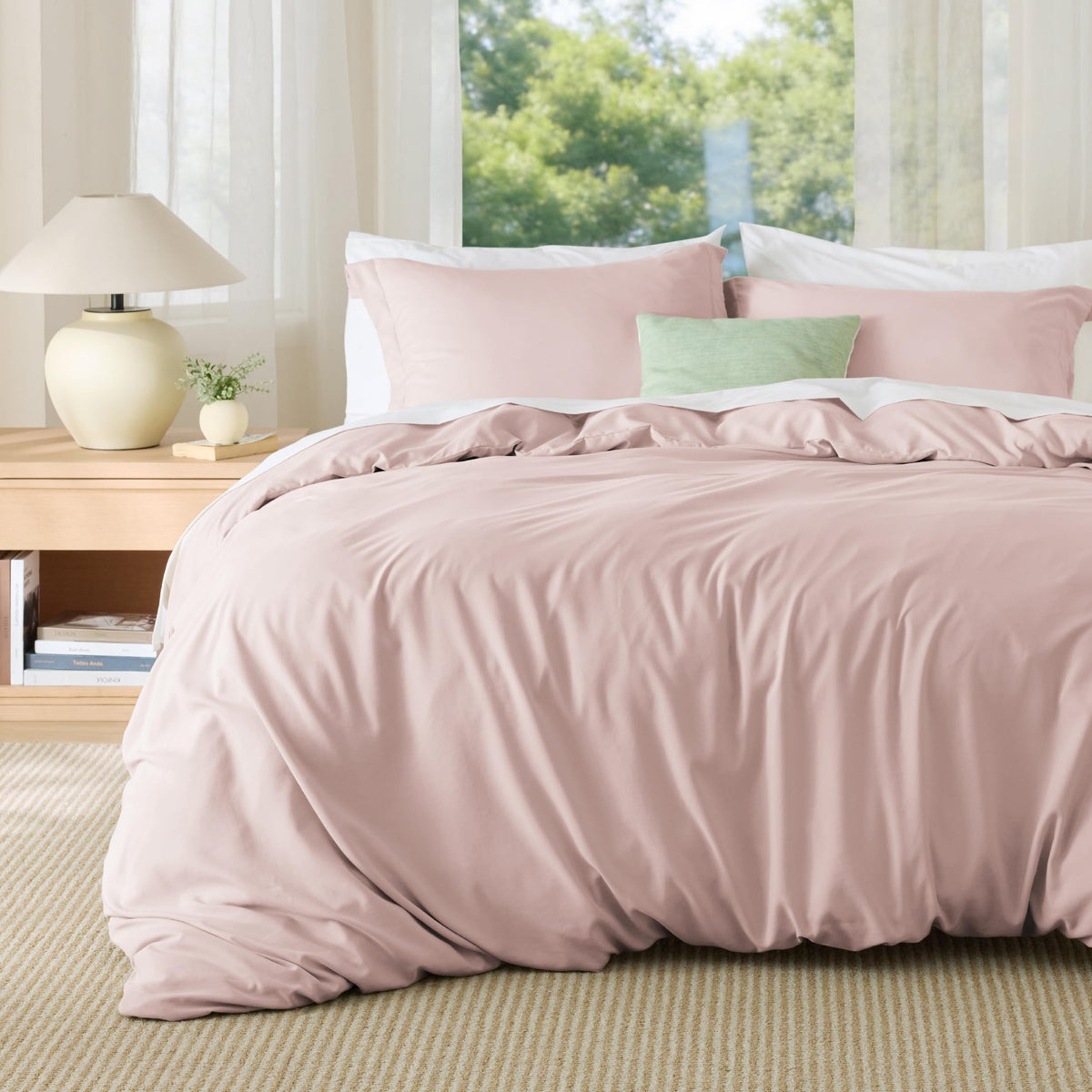 Bedsure Duvet Cover with Fitted Sheet Queen - Deep Pocket, Hotel Luxury Soft Double Brushed Bedding Set with Zipper Closure, 1 Duvet Cover, 1 Fitted Sheet, 2 Pillow Shams, NO Comforter, White