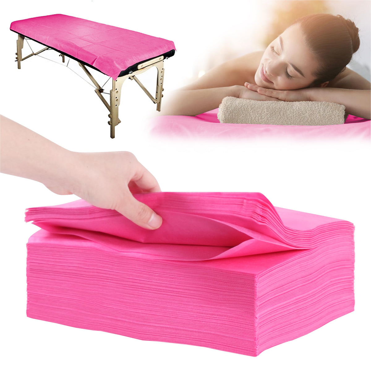 Disposable Bed Sheets 100 Pcs 31" x 71" Massage Table Sheets Non Woven Fabric SPA Bed Cover Breathable for Massage Beauty Tattoos(White)