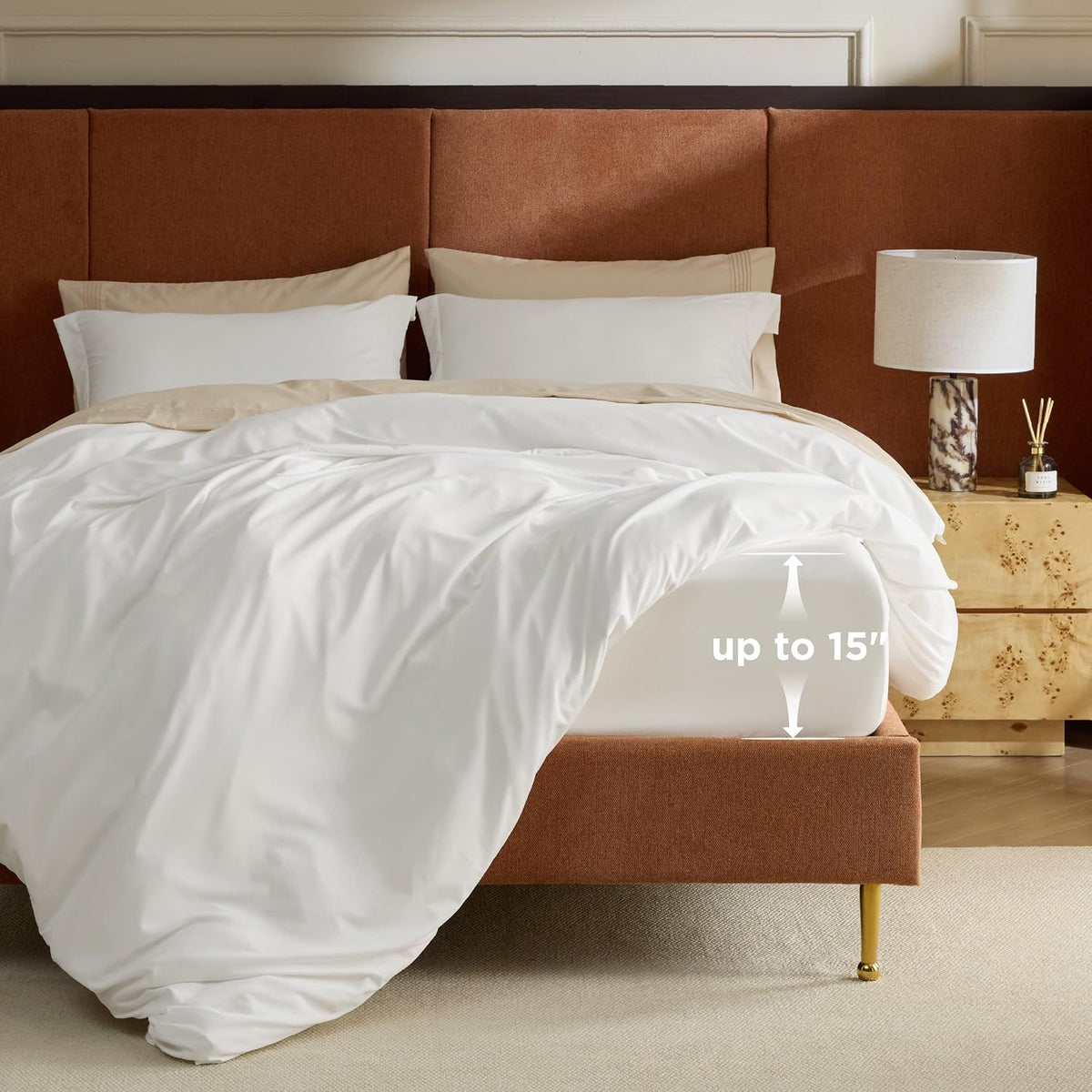 Bedsure Duvet Cover with Fitted Sheet Queen - Deep Pocket, Hotel Luxury Soft Double Brushed Bedding Set with Zipper Closure, 1 Duvet Cover, 1 Fitted Sheet, 2 Pillow Shams, NO Comforter, White