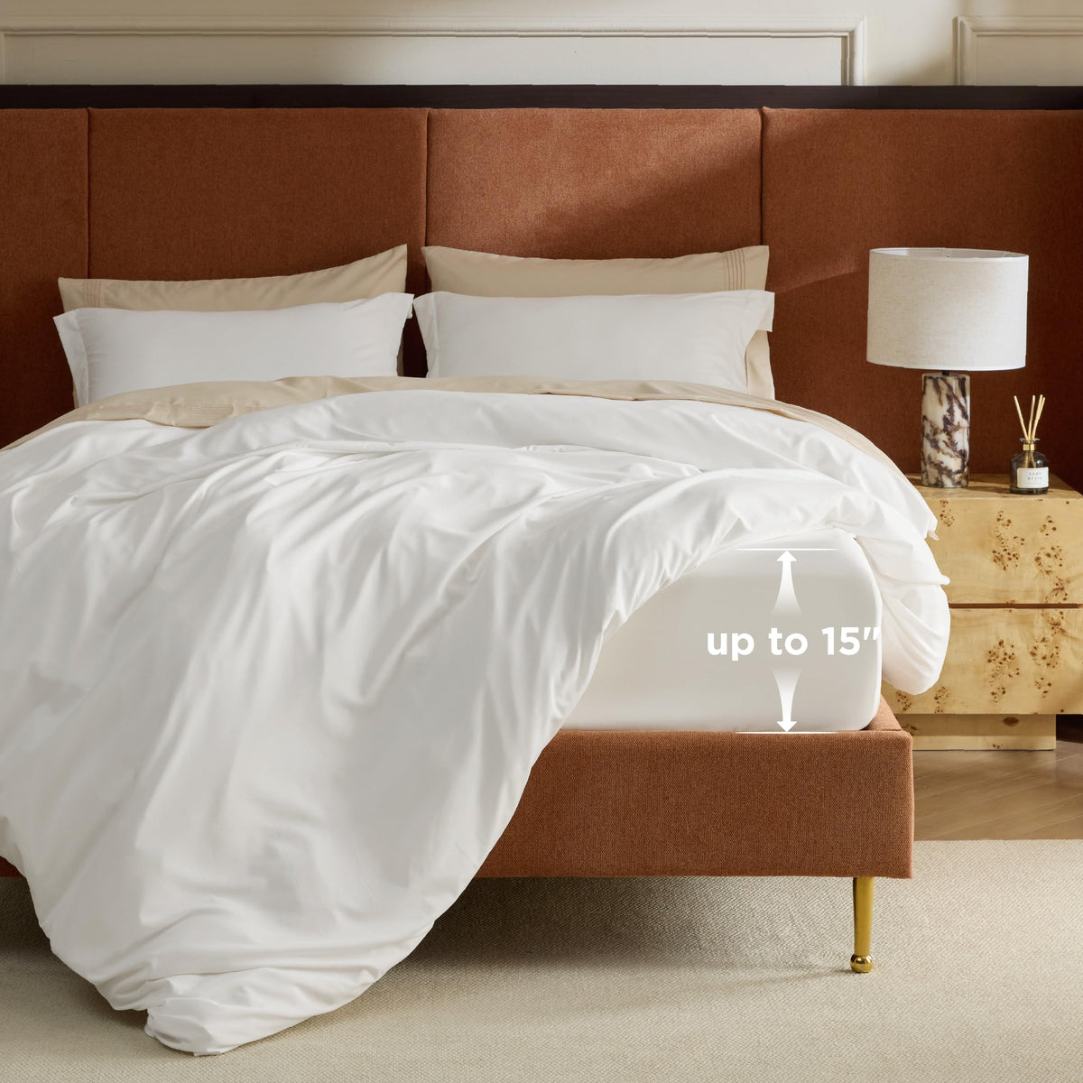 Bedsure Duvet Cover with Fitted Sheet Queen - Deep Pocket, Hotel Luxury Soft Double Brushed Bedding Set with Zipper Closure, 1 Duvet Cover, 1 Fitted Sheet, 2 Pillow Shams, NO Comforter, White