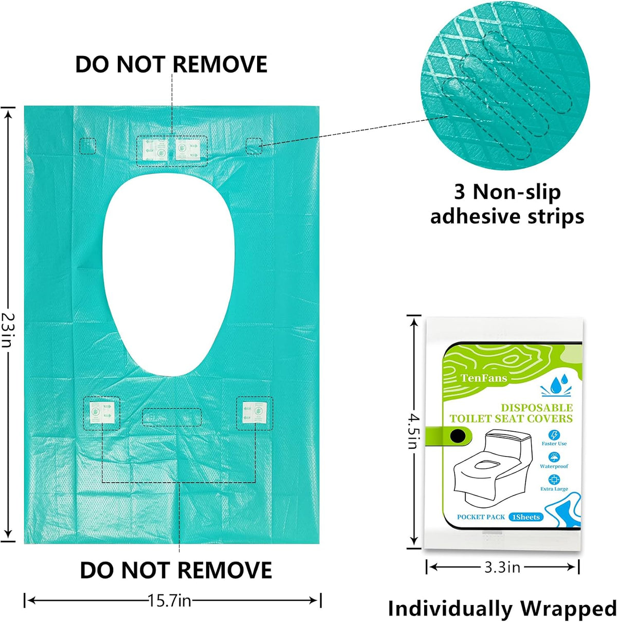 Disposable Toilet Seat Covers - 70-Pack Waterproof XL Travel Pack