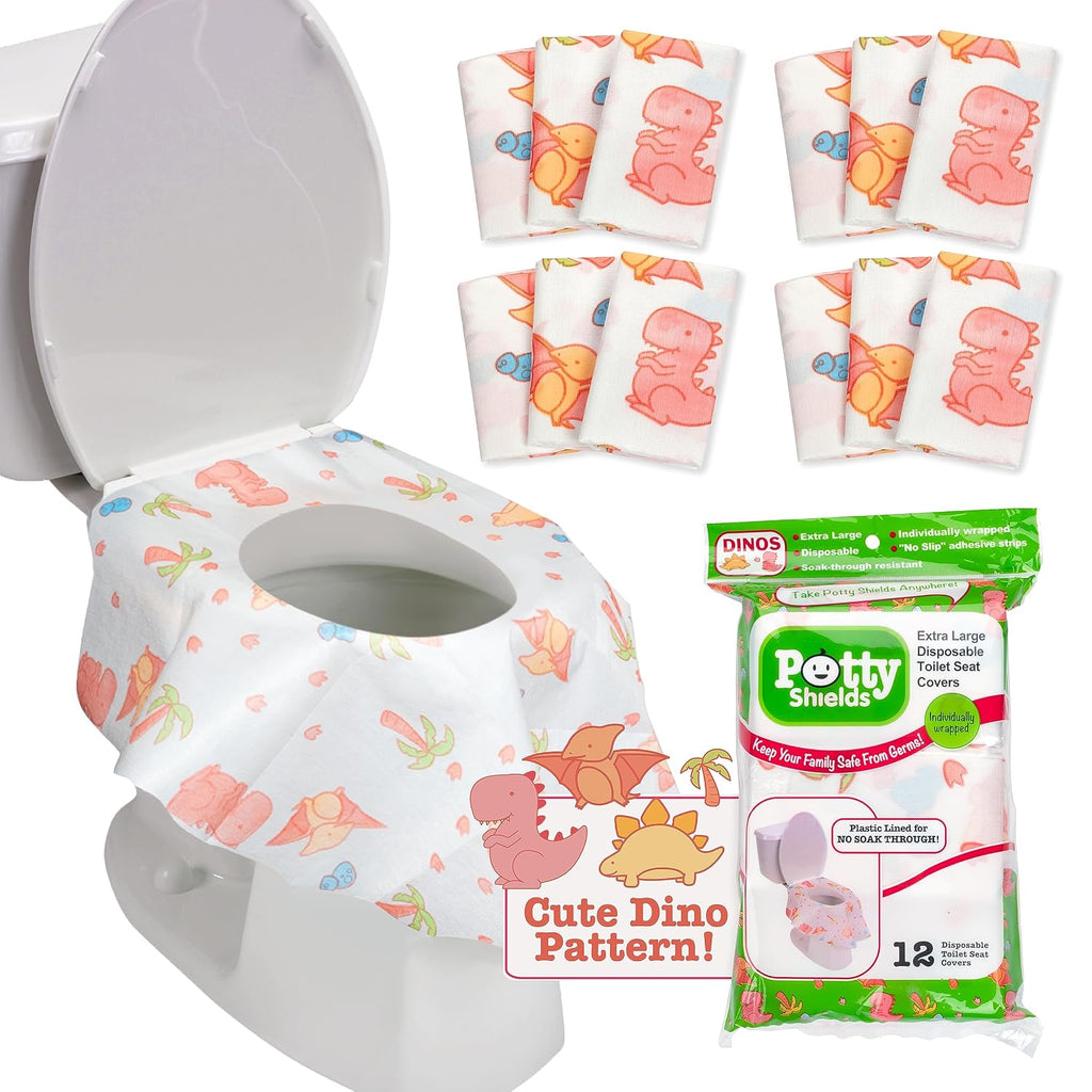 Potty Shields Disposable Toilet Seat Covers, XL Waterproof Sheets, 40 Pack