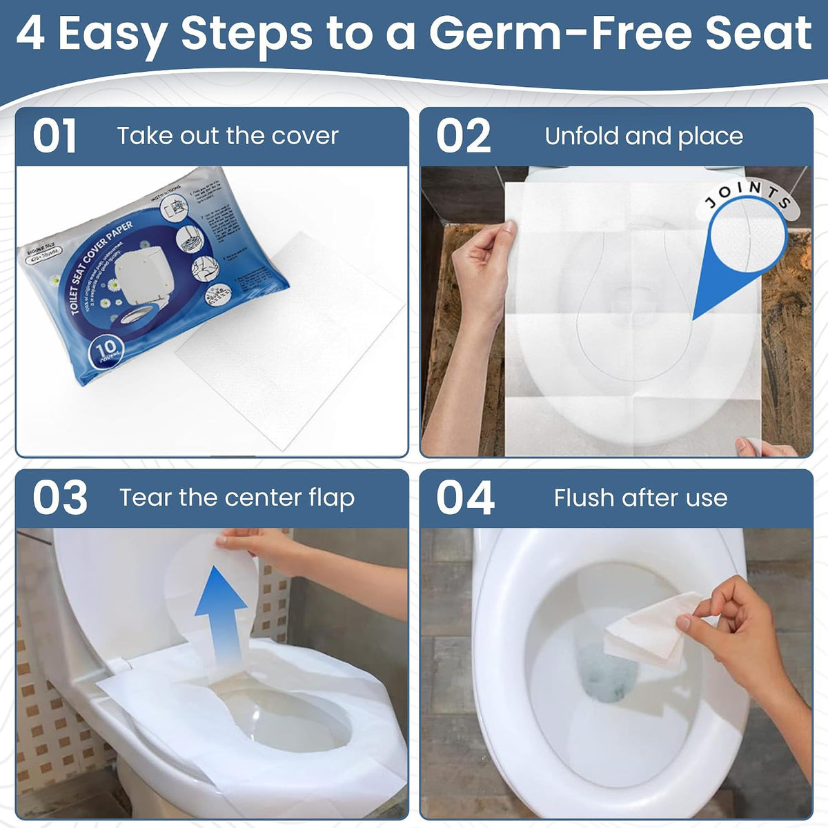 Toilet Seat Covers Disposable Flushable 60 Pack | XL 18x15 Inch Paper