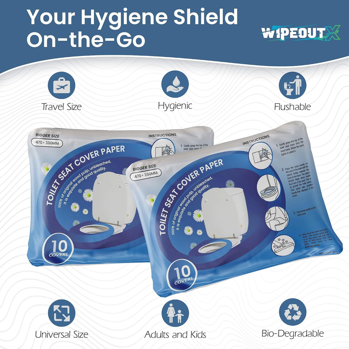 Toilet Seat Covers Disposable Flushable 60 Pack | XL 18x15 Inch Paper