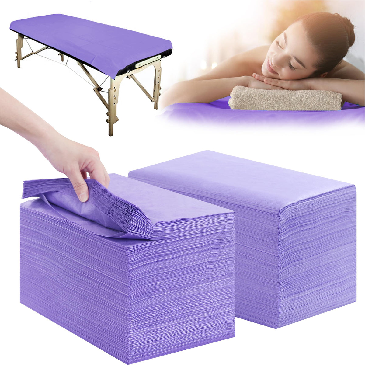 Disposable Bed Sheets 200 Pcs 31" x 71" Massage Table Sheets Non Woven Fabric SPA Bed Cover Breathable for Massage Beauty Tattoos(White)