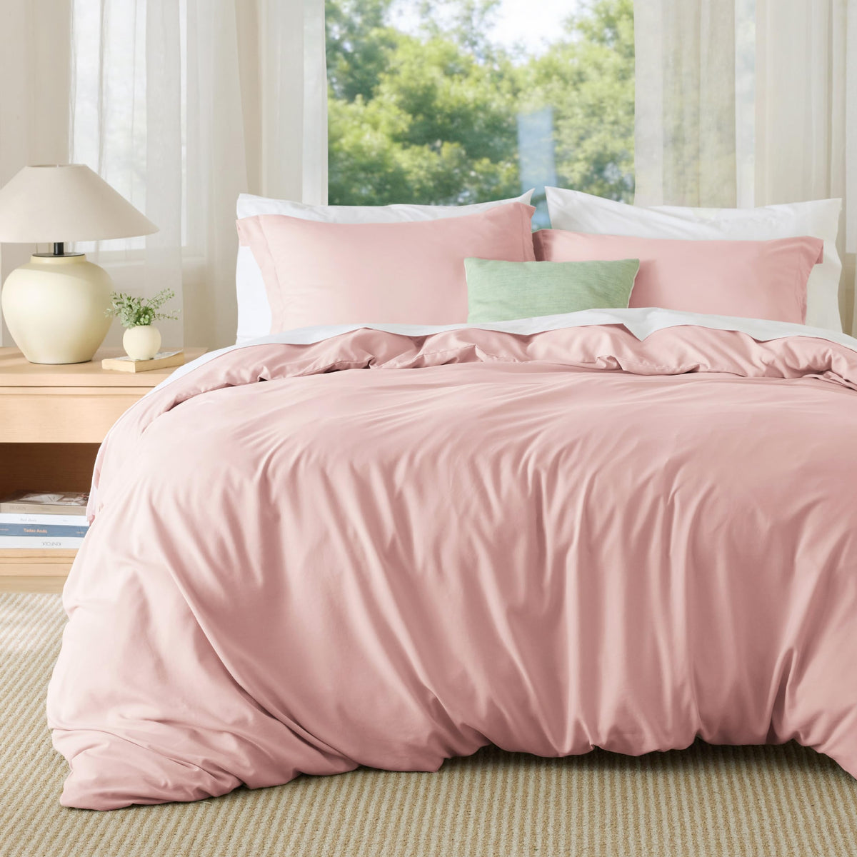 Bedsure Duvet Cover with Fitted Sheet Queen - Deep Pocket, Hotel Luxury Soft Double Brushed Bedding Set with Zipper Closure, 1 Duvet Cover, 1 Fitted Sheet, 2 Pillow Shams, NO Comforter, White