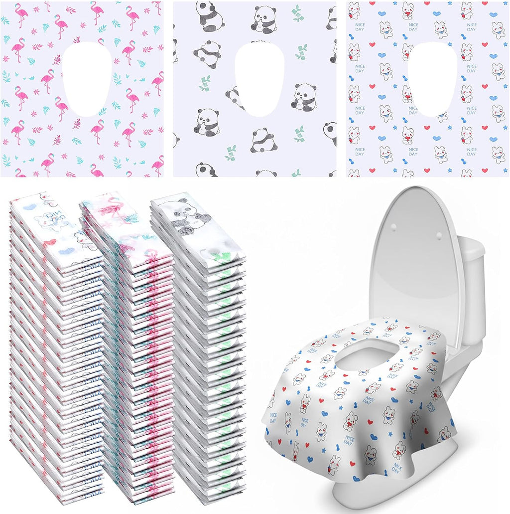 Dunzoom 100 Pack Disposable Toilet Seat Covers, Cute Animal Waterproof