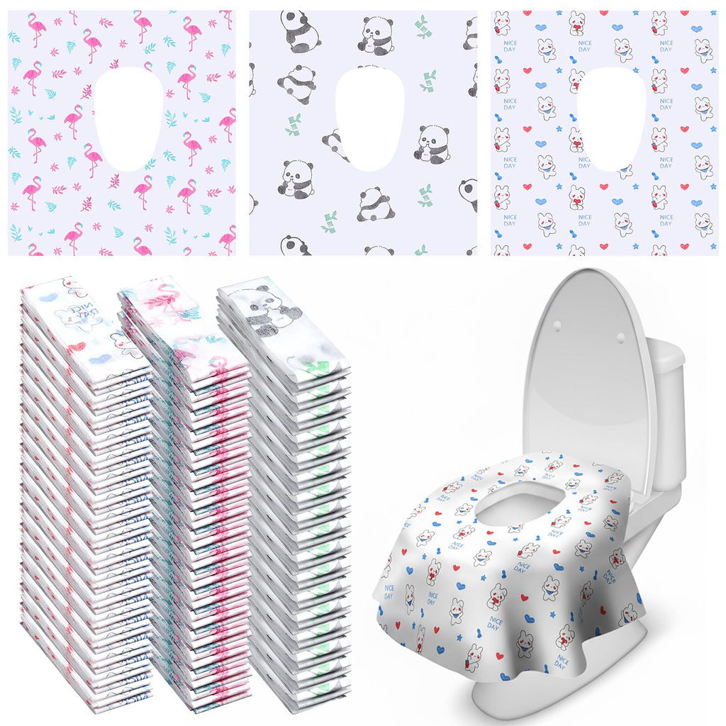 Dunzoom 100 Pack Disposable Toilet Seat Covers, Cute Animal Waterproof