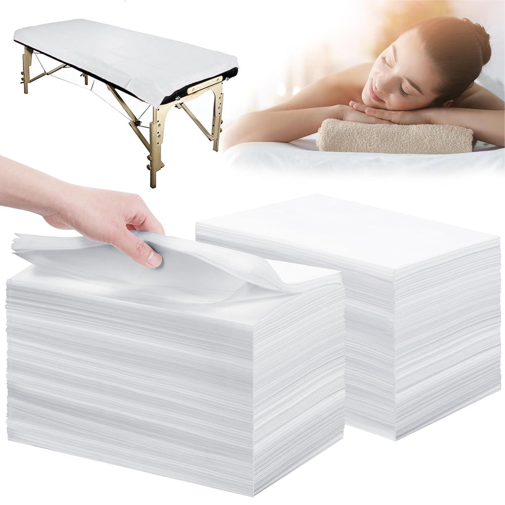 Disposable Bed Sheets 200 Pcs 31" x 71" Massage Table Sheets Non Woven Fabric SPA Bed Cover Breathable for Massage Beauty Tattoos(White)
