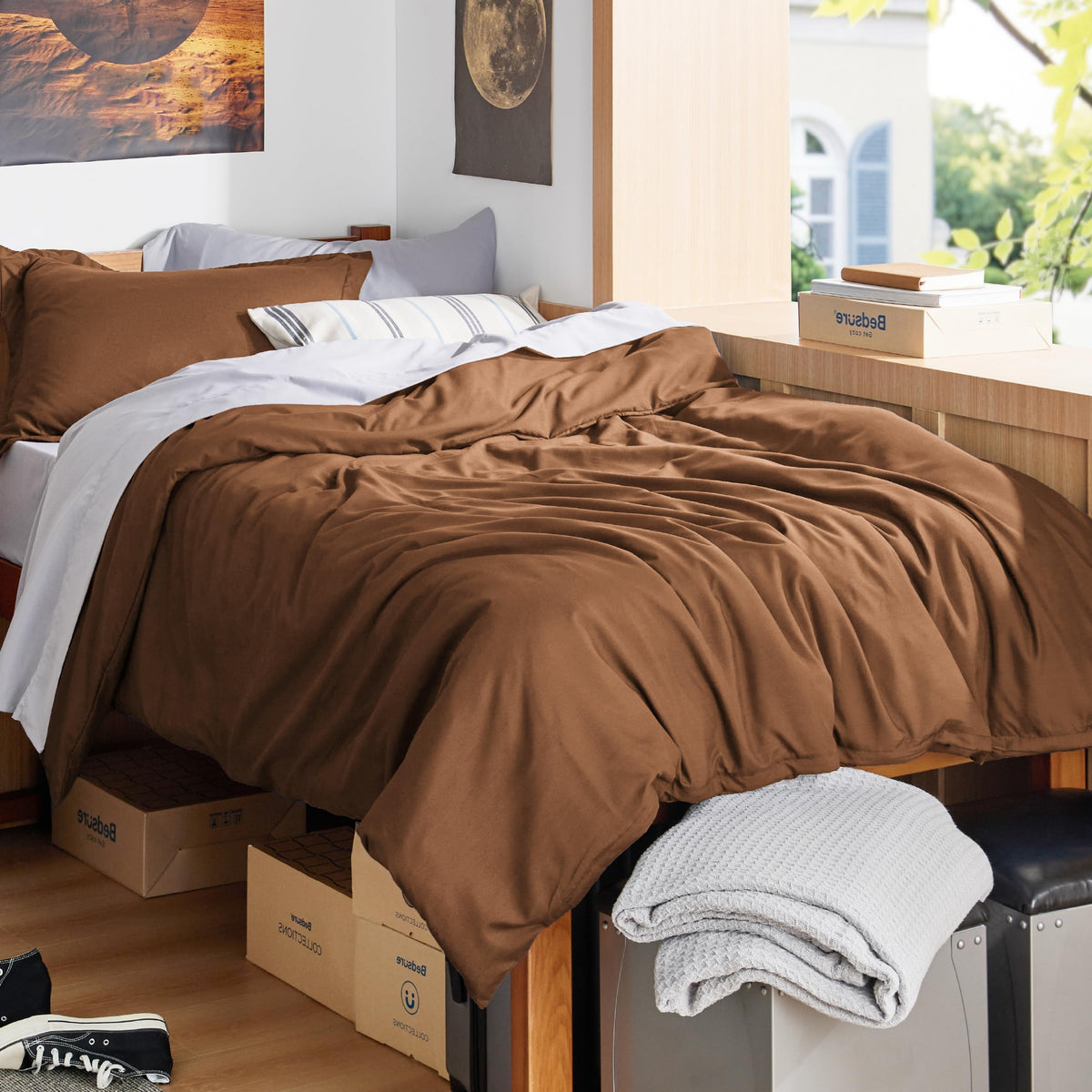 Bedsure Duvet Cover with Fitted Sheet Queen - Deep Pocket, Hotel Luxury Soft Double Brushed Bedding Set with Zipper Closure, 1 Duvet Cover, 1 Fitted Sheet, 2 Pillow Shams, NO Comforter, White