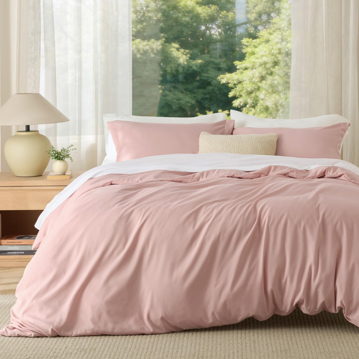 Bedsure Duvet Cover with Fitted Sheet Queen - Deep Pocket, Hotel Luxury Soft Double Brushed Bedding Set with Zipper Closure, 1 Duvet Cover, 1 Fitted Sheet, 2 Pillow Shams, NO Comforter, White